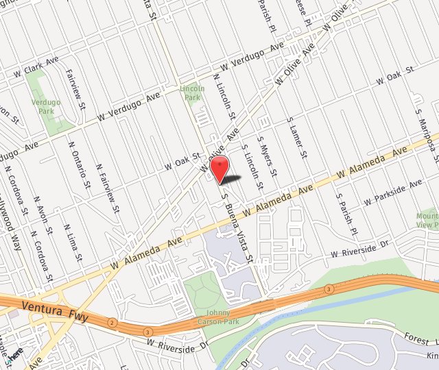 Location Map: 181 South Buena Vista St. Burbank, CA 91505